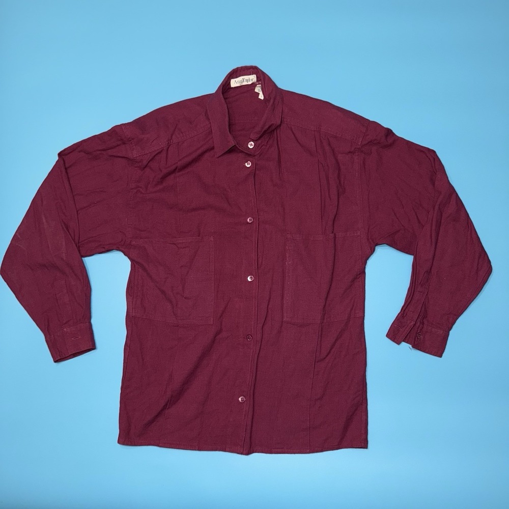 Vintage Ann Taylor Shirt 4 Brown Corduroy Wool Blend Button Up Y2K Made HK